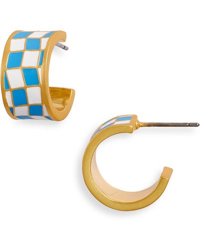 Madewell Checker huggie Hoop Earrings - Blue