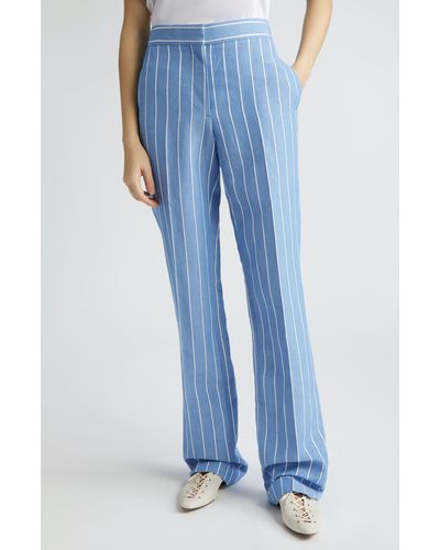 Stella McCartney Pinstripe Straight Leg Pants - Blue