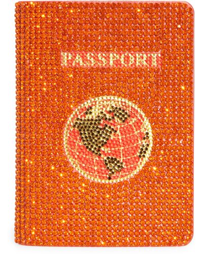 Judith Leiber Traveler Crystal Beaded Passport Holder - Orange