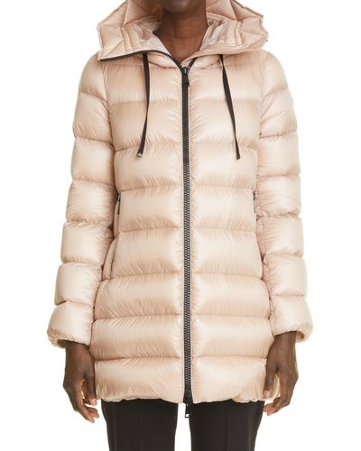 Moncler Suyen Water Resistant Hooded Down Puffer Coat - Natural