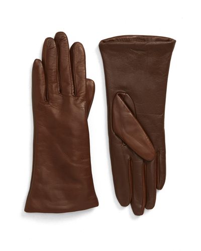 Nordstrom Cashmere Lined Leather Touchscreen Gloves - Brown