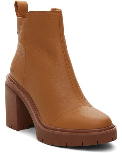 TOMS Rya Leather Bootie - Brown