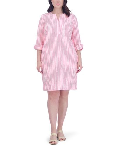 Foxcroft Vena Stripe Crinkle Shift Dress - Pink