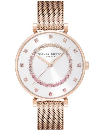 Olivia Burton Belgrave Crystal Mesh Strap Watch - Metallic