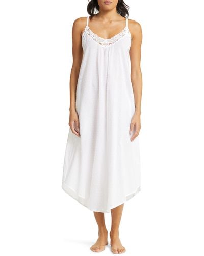 Papinelle Lace Trim Cotton Nightgown - White
