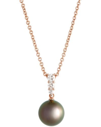 Mikimoto Morning Dew Cultured Pearl & Diamond Pendant Necklace - Metallic