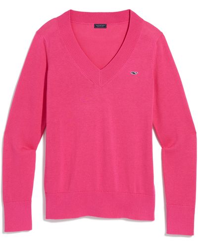 Vineyard Vines Heritage V-neck Cotton Sweater - Pink