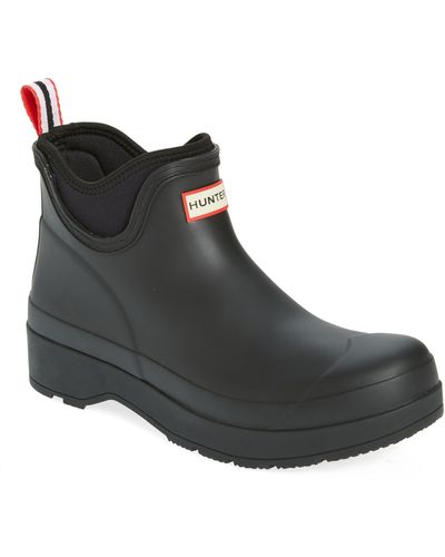 HUNTER Neoprene Cuff Waterproof Chelsea Rain Boot - Black