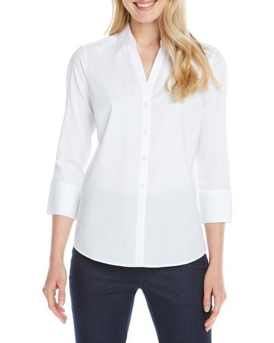 Foxcroft Mary Button-up Blouse - White