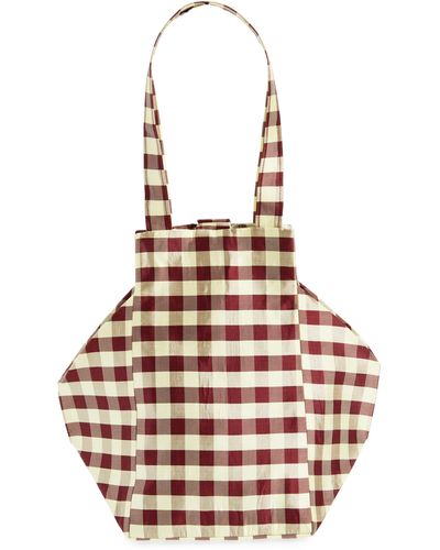 Coming of Age Everyday Gingham Silk Taffeta Tote - Red