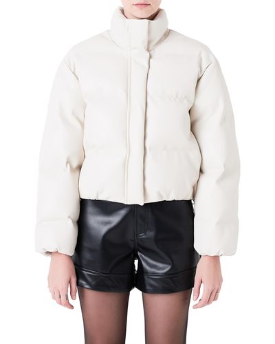 Grey Lab Crop Puffer Jacket - White
