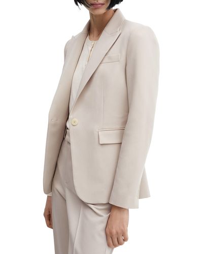Mango Fitted Suit Blazer - White