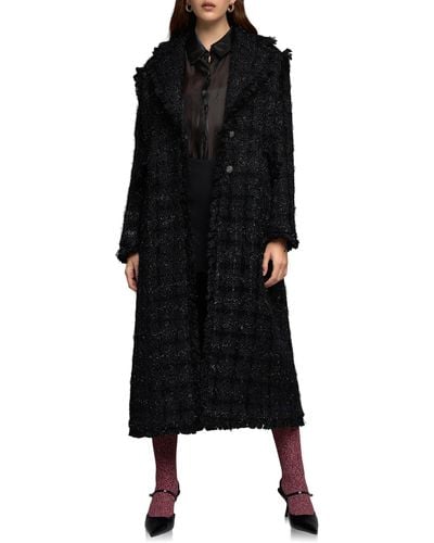 Endless Rose Premium Metallic Long Tweed Coat - Black