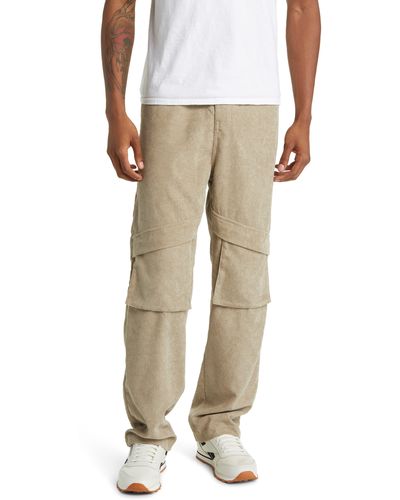Native Youth Relaxed Fit Corduroy Cargo Pants - Natural