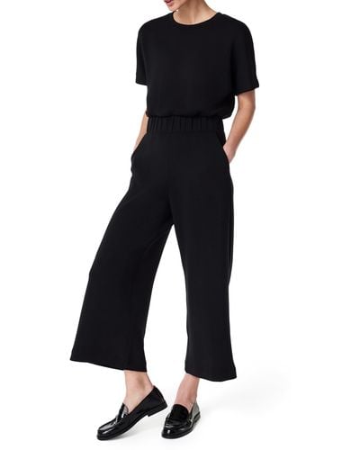 Spanx Spanx Airessentials Short Sleeve Crop Wide Leg Jumpsuit - Black