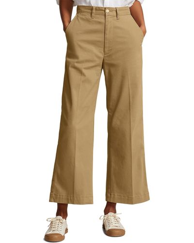 Polo Ralph Lauren Stretch Cotton Twill Wide Leg Crop Pants - Natural