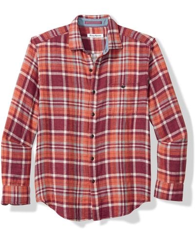 Tommy Bahama Double Duty Plaid Cotton Flannel Button-up Shirt - Red
