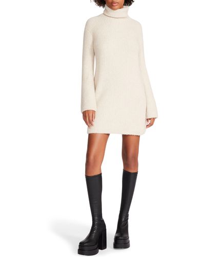Steve Madden Abbie Long Sleeve Sweater Minidress - Natural
