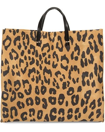 Clare V. Simple Leopard Print Suede Tote - Brown