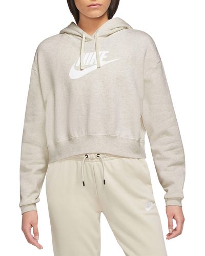 Nike Sportswear Club Fleece Crop Hoodie Sweatshirt - White