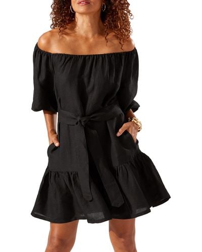 Tommy Bahama St. Lucia Off The Shoulder Tiered Dress - Black