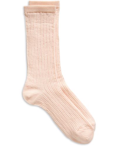 Nordstrom Textured Rib Crew Socks - Pink