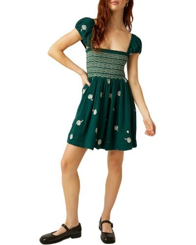 Free People Tori Floral Embroidered Minidress - Green