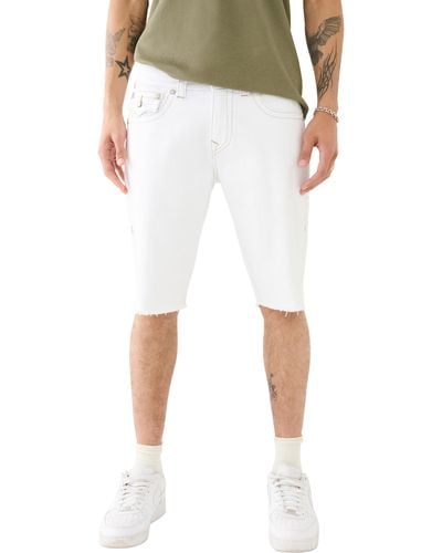 True Religion Ricky Flap Raw Hem Denim Shorts - White