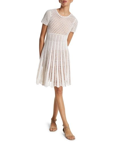 Michael Kors Short Sleeve Crochet A-line Dress - Multicolor
