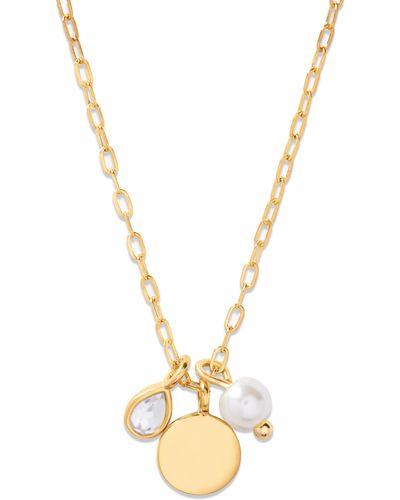 Brook and York Cecilia Crystal & Imitation Pearl Charm Pendant Necklace - Metallic
