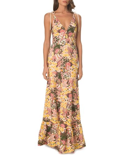 Dress the Population Sunny Floral Embroidered Gown - Natural