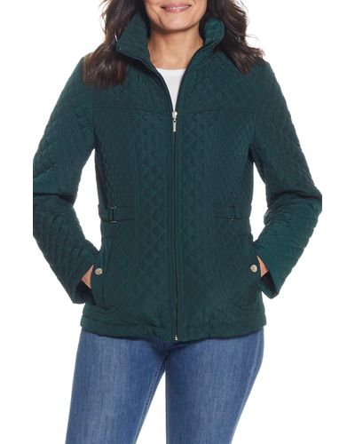 Gallery Quilted Stand Collar Jacket - Blue