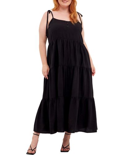 English Factory Tiered Maxi Dress - Black