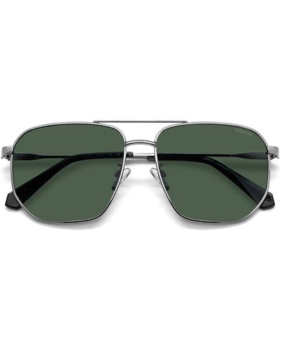 Polaroid 59mm Polarized Rectangular Sunglasses - Green