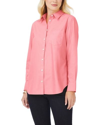 Foxcroft Non-iron Boyfriend Button-up Shirt - Pink