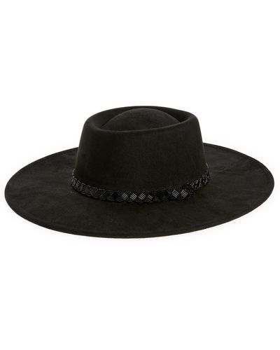 Treasure & Bond Faux Suede Boater Hat - Black