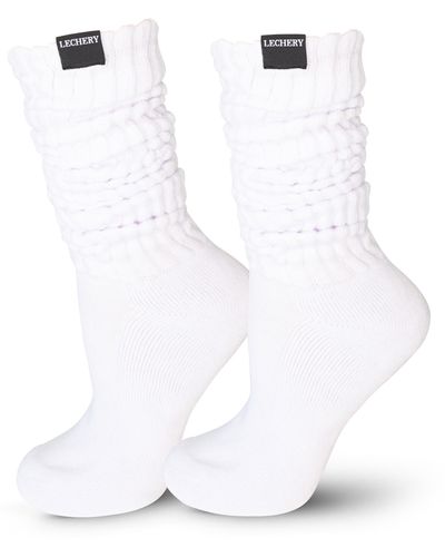LECHERY Lechery Gender Inclusive Scrunch Crew Socks - White