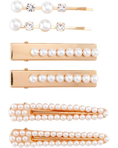 Tasha Assorted 6-pack Pearly Bead Hair Clips - White