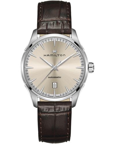 Hamilton Jazzmaster Automatic Leather Strap Watch - Black