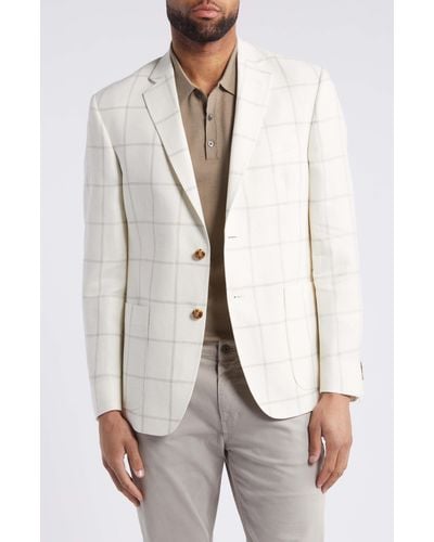 Billy Reid Windowpane Check Wool & Linen Sport Coat - White