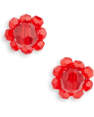 Simone Rocha Mini Daisy Crystal Stud Earrings - Red