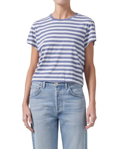 Citizens of Humanity Kyle Stripe Organic Cotton Baby Tee - Blue