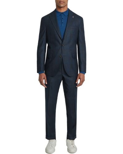Jack Victor Dean Soft Constructed Plaid Wool & Cashmere Suit - Blue