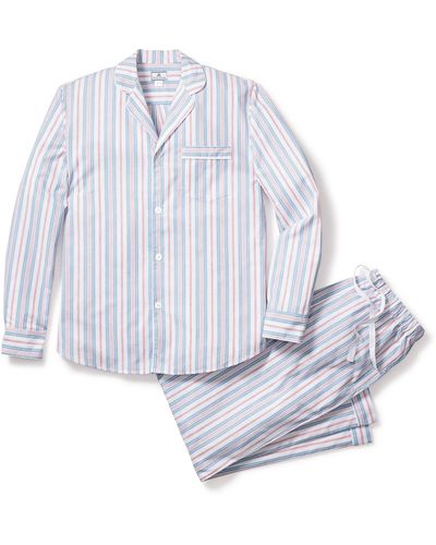 Petite Plume Stripe Cotton Pajamas - White