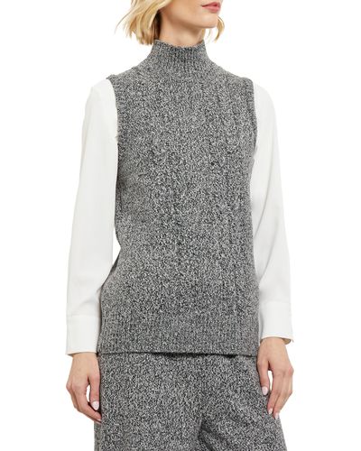 Misook Cable Knit Sleeveless Top - Gray