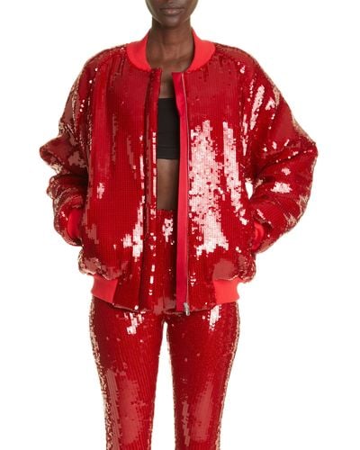 LAQUAN SMITH Sequin Bomber Jacket - Red