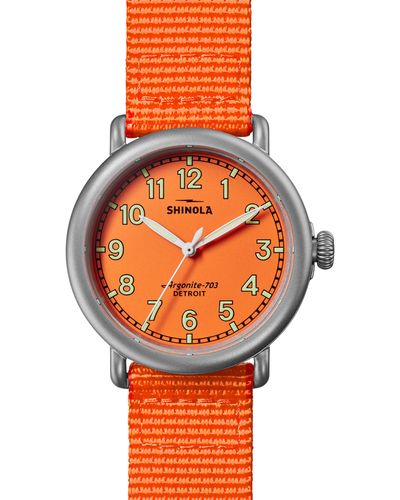 Shinola Runwell Field Nylon Strap Watch - Orange