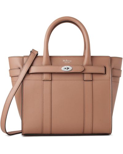 Mulberry Mini Zipped Bayswater Leather Satchel - Brown