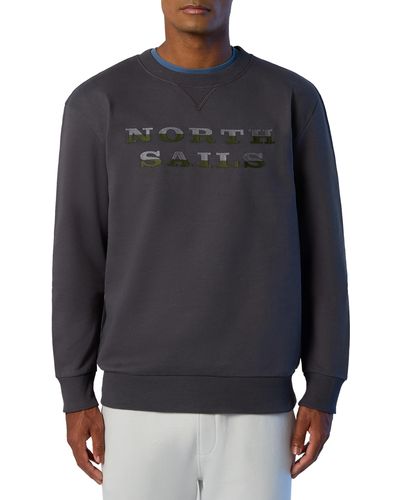 North Sails Colorblock Logo Embroidered Sweatshirt - Gray