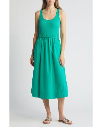 Nation Ltd Sadelle Stretch Cotton Midi Dress - Green